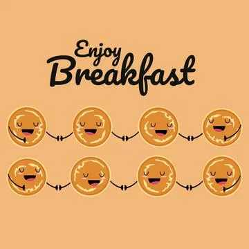 Pancake friends in line. Vector Stock Illustration