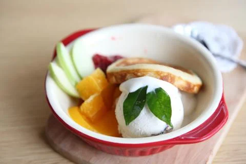 Pancake with icecream Stock Photos