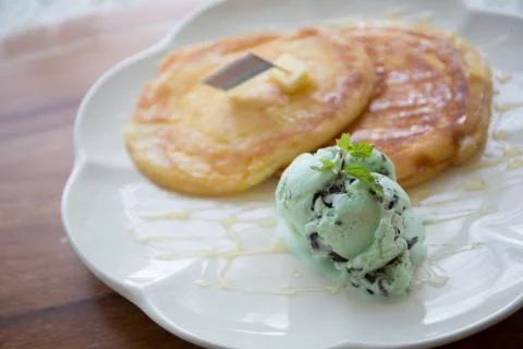 Pancake with icecream Stock Photos