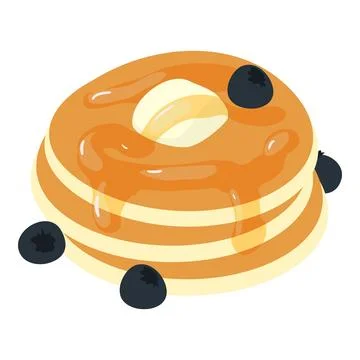 Pancake icon isometric vector. Freshly made pancake stack with butter and syrup Stock Illustration