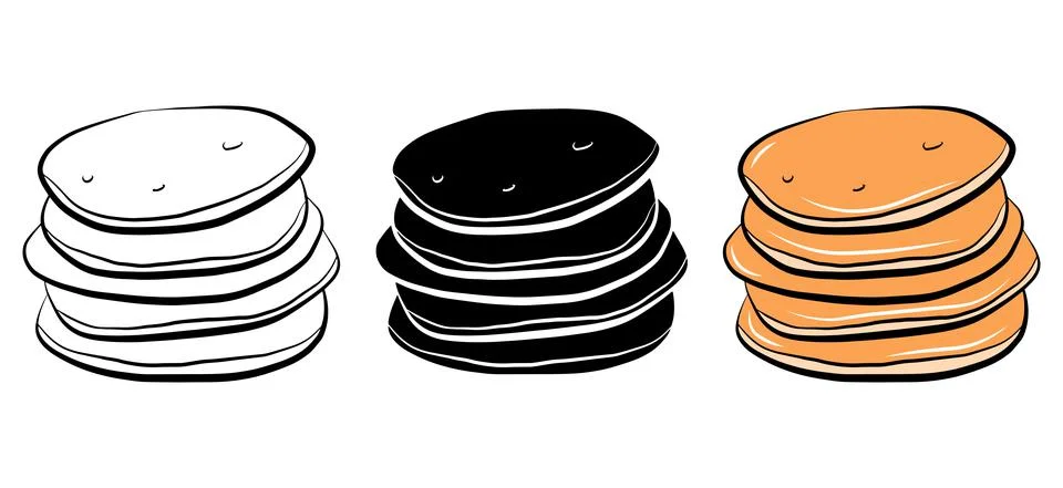 Pancake isolated icon set. Vector sweets illustration. Logo bakery design ele Stock Illustration