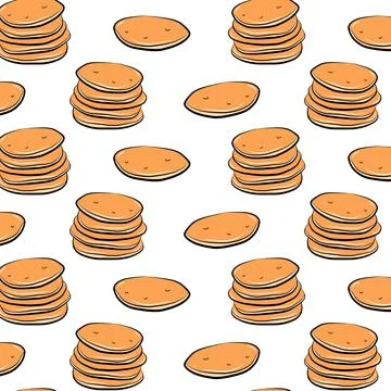 Pancake isolated seamless pattern. Vector sweets illustration. Logo bakery de Stock Illustration