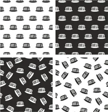 Pancake with Maple Sirup Avatar Aligned &amp; Random Seamless Pattern Set Stock Illustration
