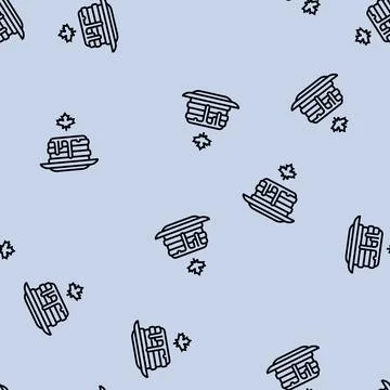 Pancake with maple syrup line seamless pattern Illustrazione stock
