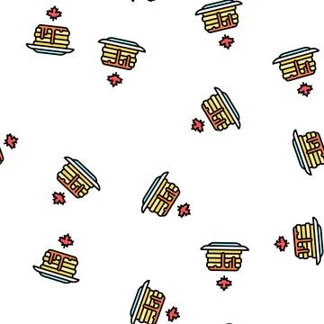 Pancake with maple syrup vector seamless pattern 스톡 일러스트
