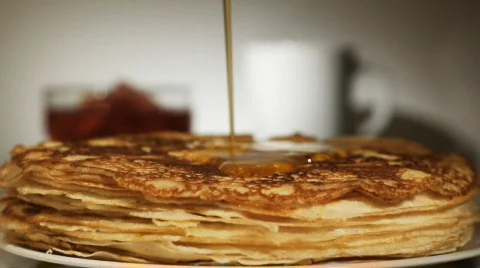 Pancake with melted butter Stock Footage 588566