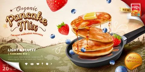 Pancake mix ads Stock Illustration