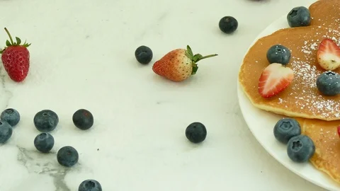 Pancake mixed berries Stock Footage 86954229