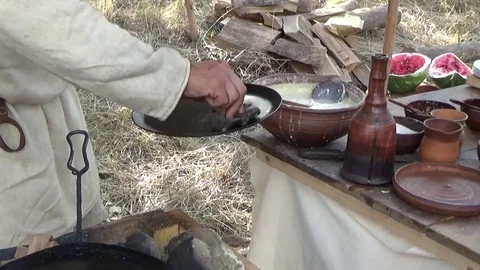 Pancake poured into the pan Video stock 80959662