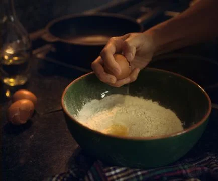 Pancake preparing process Stock Photos