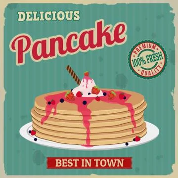 Pancake retro poster Stock Illustration