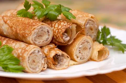 Pancake rolls Stock Photos