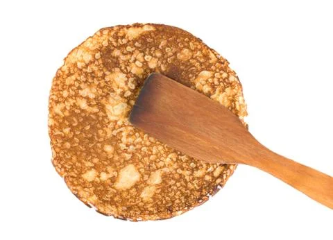 Pancake with a spatula Stock Photos