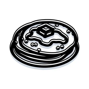 Pancake stack with butter and syrup on top Stock Illustration