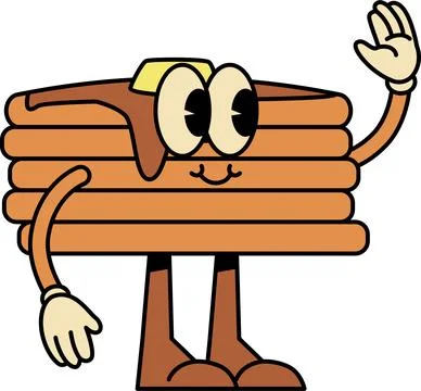 Pancake Stack Character Breakfast Comfort Food Illustrazione stock