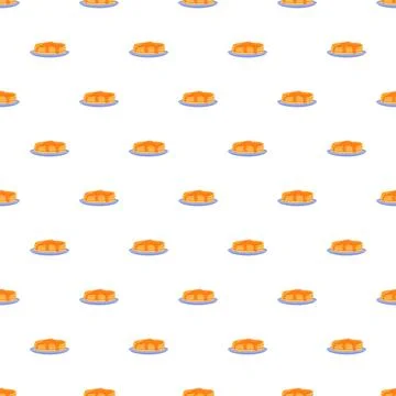 Pancake stack with maple syrup seamless pattern Stockillustratie