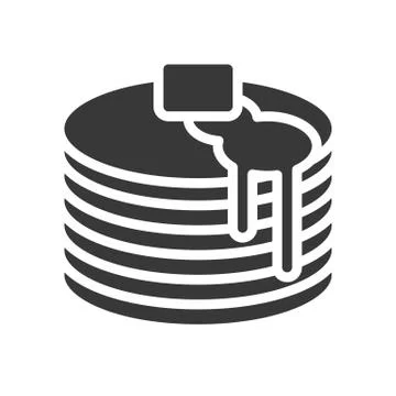 Pancake stack with syrup, bakery and pastry set, glyph icon Stock Illustration