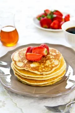 Pancake with Strawberry Stock Photos