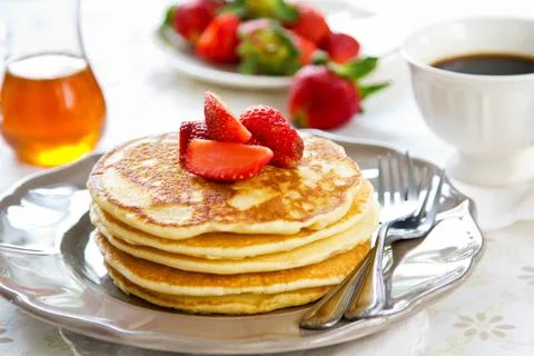 Pancake with Strawberry Stock Photos