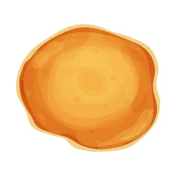 Pancake top view in cartoon style isolated on white background. Circle dessert Illustrazione stock