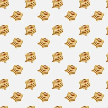 Pancake watercolor pattern for textile design and packaging Stock Illustration