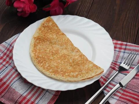 Pancake on the white plate Stock Photos