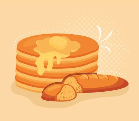 Pancakes and breads Stock Illustration