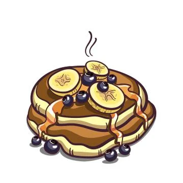 Pancakes With Bananas On White Stock Illustration