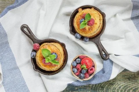 Pancakes with berries Stock Photos