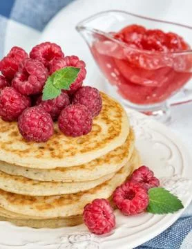 Pancakes with berries Stock Photos