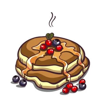 Pancakes Berries On White Stock Illustration