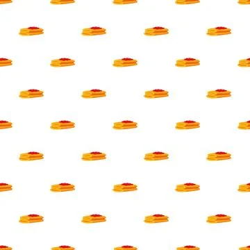 Pancakes with berry topping seamless pattern background Illustrazione stock