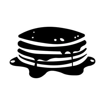Pancakes black vector icon on white background Stock Illustration