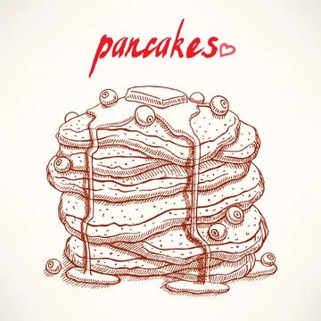 Pancakes with blueberry Ilustración de archivo