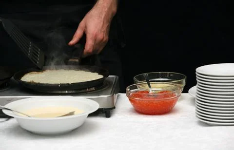 Pancakes with caviar Stock Photos