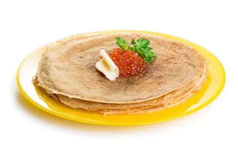 Pancakes with caviar Stock Photos
