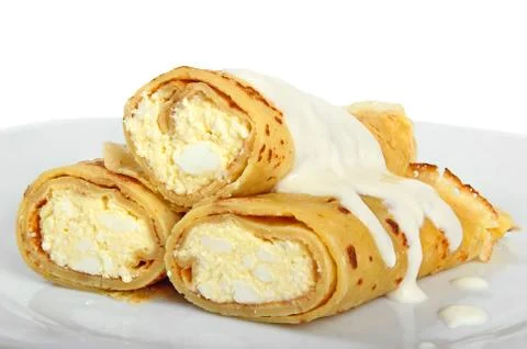 Pancakes with cheese Stock Photos