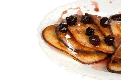 Pancakes with cherries Stock Photos