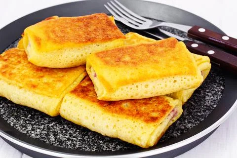 Pancakes with Cherries Stock Photos