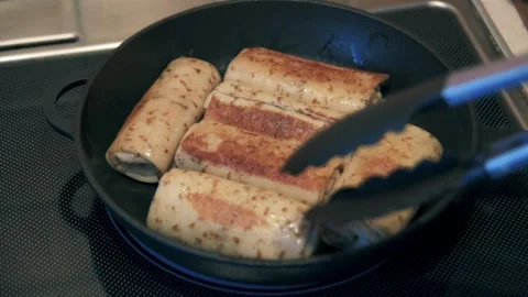 Pancakes chicken meat Stock Footage 168622552