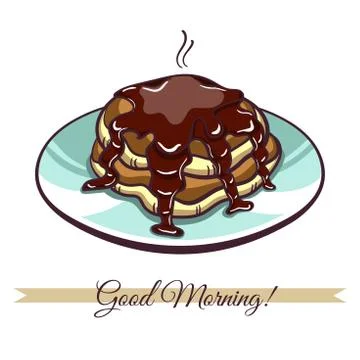Pancakes With Chocolate Stock Illustration