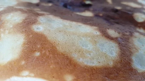Pancakes close-up slow motion Stock Footage 93487691