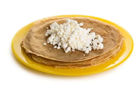 Pancakes with cottage Stock Photos