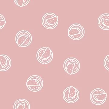 Pancakes dessert line vector seamless pattern Stock Illustration
