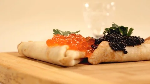 Pancakes With Different Filling Stock Footage 76472030