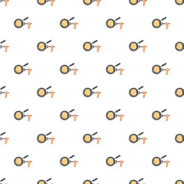 Pancakes frying pan pattern for sweet breakfast Stock Illustration