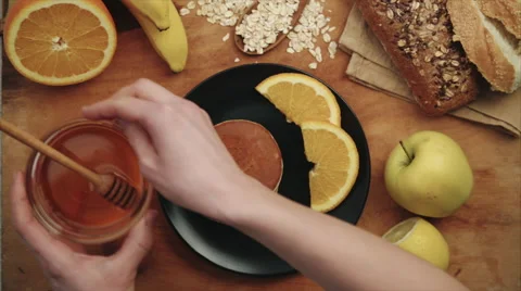 Pancakes honey Stock Footage 60668187