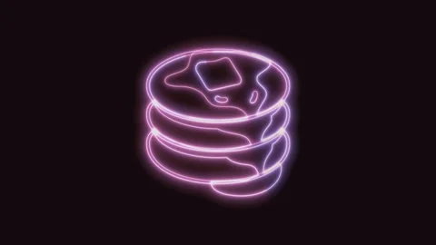 Pancakes Icon Neon Seamless Loop with Black Background 4K Video stock 311302887
