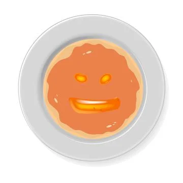 Pancakes with jam in the form of a face Stock Illustration