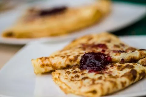 Pancakes with jam Foto stock